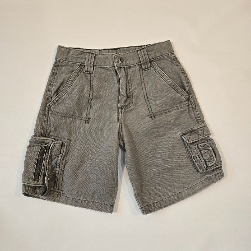 Wrangler Jeans Cargo Shorts Boys Size 7 Regular Gray Khaki Waist 22"Adjustable